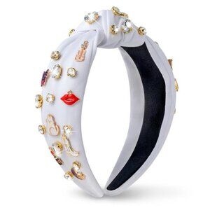 Jeweled Knotted Headband White Music